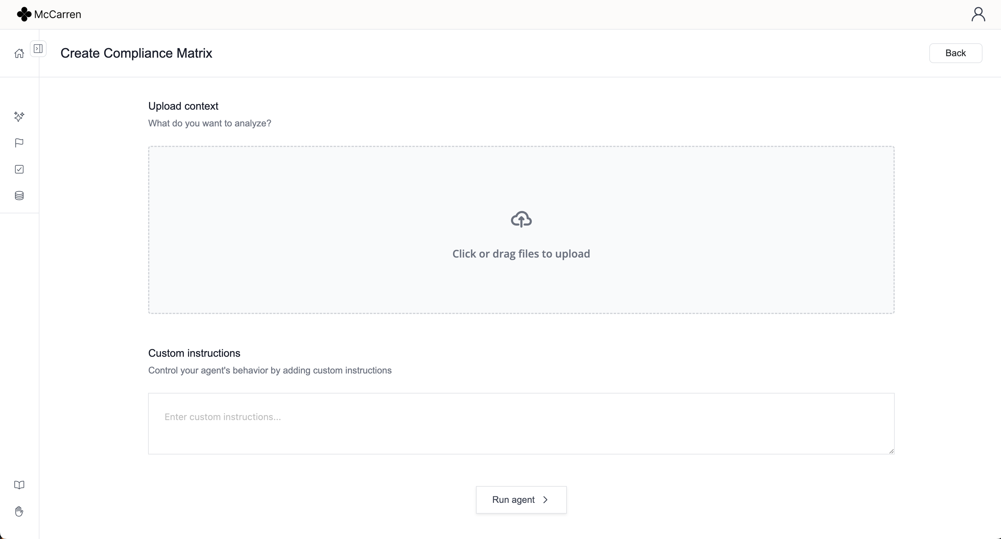 Compliance Matrix Upload Screen