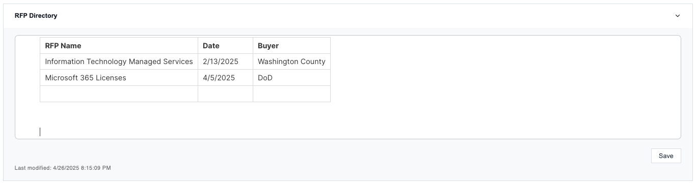 Creating Tables in Rich Text Fields